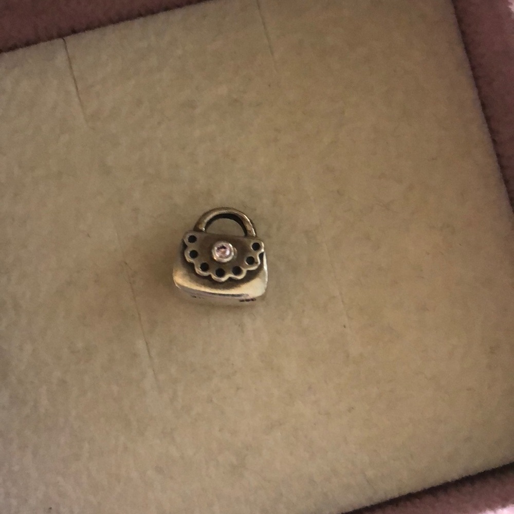 Pandora purse charm with pink cz